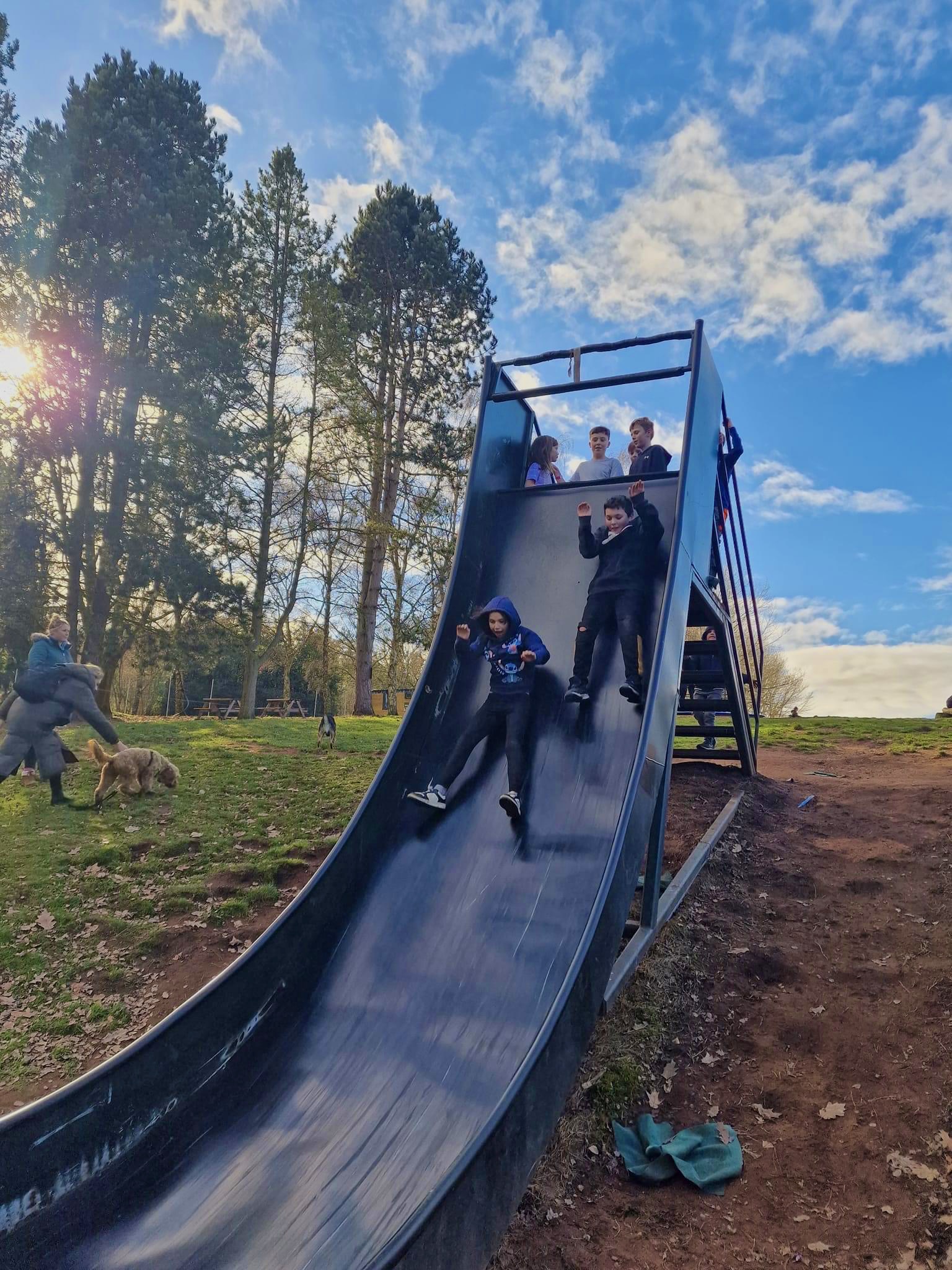 kids on Slide at Habberley trail